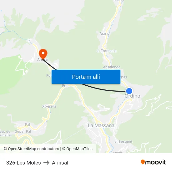326-Les Moles to Arinsal map
