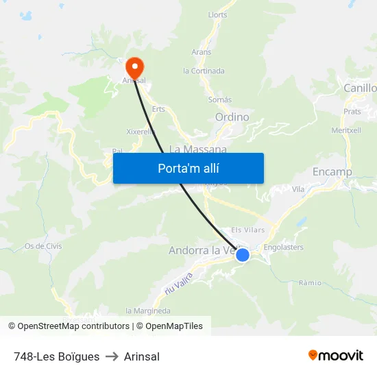 748-Les Boïgues to Arinsal map