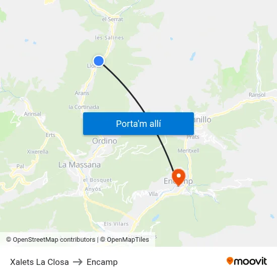 Xalets La Closa to Encamp map