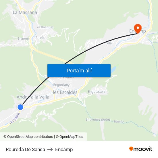 Roureda De Sansa to Encamp map