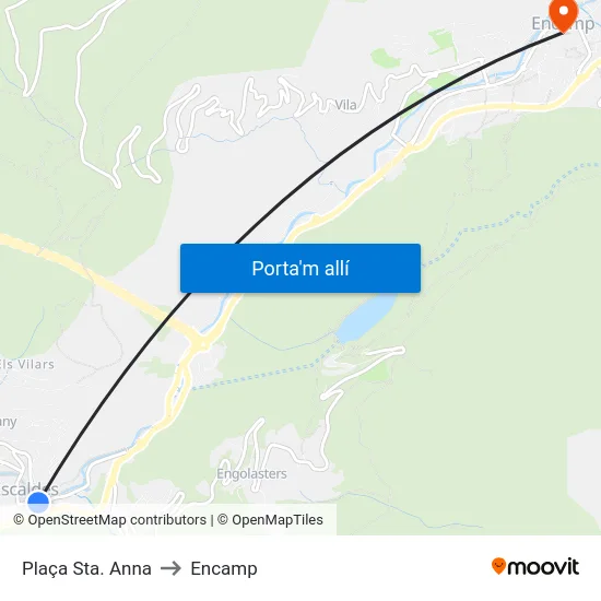 701-Plaça Sta. Anna to Encamp map