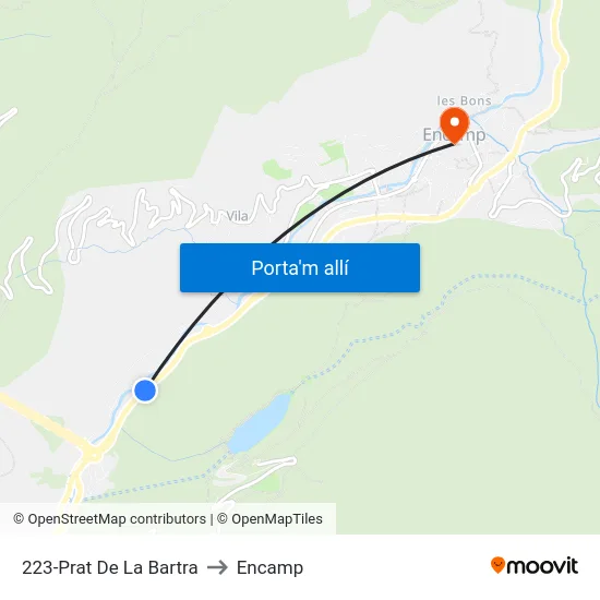 223-Prat De La Bartra to Encamp map
