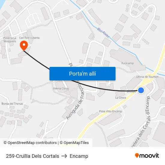259-Cruïlla Dels Cortals to Encamp map