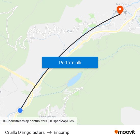 Cruïlla D'Engolasters to Encamp map