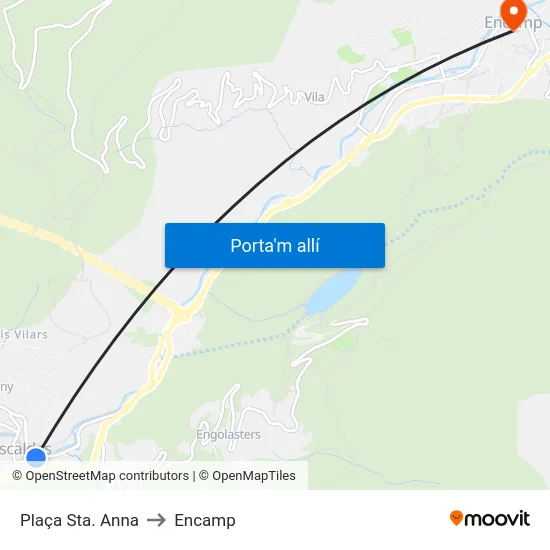 702-Plaça Sta. Anna to Encamp map