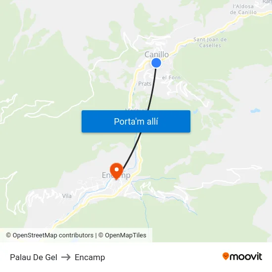 112-Palau De Gel to Encamp map