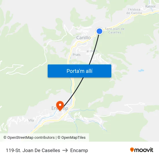 119-St. Joan De Caselles to Encamp map