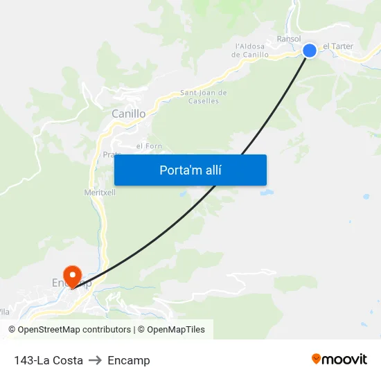 143-La Costa to Encamp map