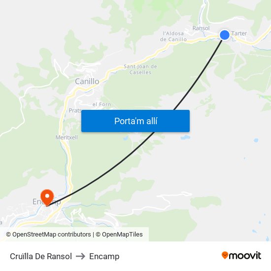 Cruïlla De Ransol to Encamp map