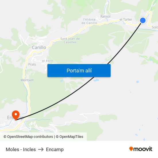 Moles - Incles to Encamp map