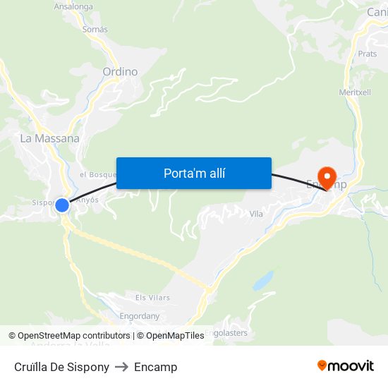 Cruïlla De Sispony to Encamp map