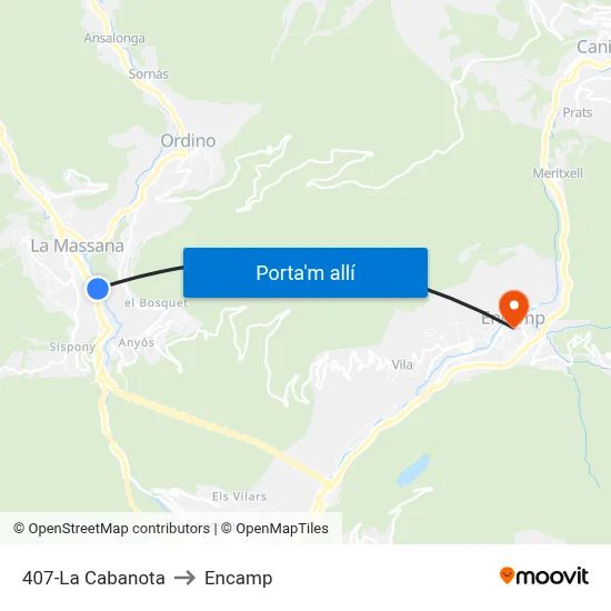 407-La Cabanota to Encamp map