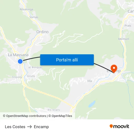 409-Les Costes to Encamp map