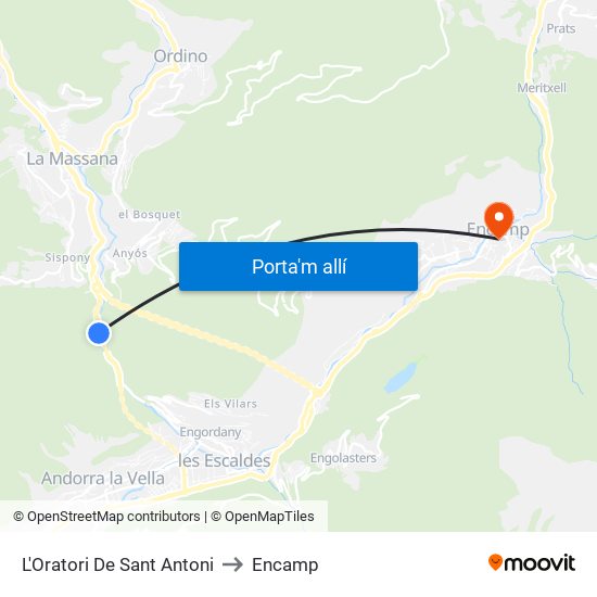 L'Oratori De Sant Antoni to Encamp map