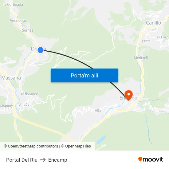 302-Portal Del Riu to Encamp map