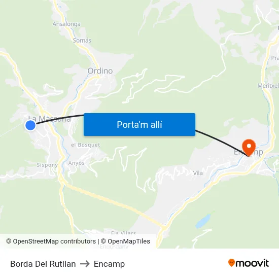 Borda Del Rutllan to Encamp map