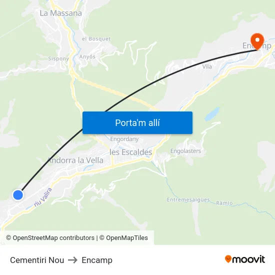 Cementiri Nou to Encamp map