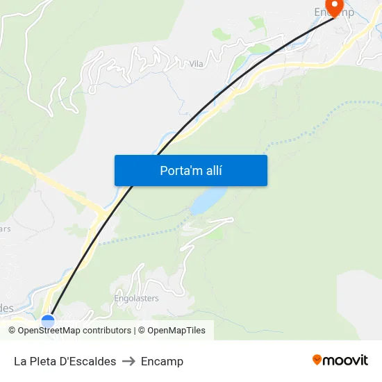 La Pleta D'Escaldes to Encamp map