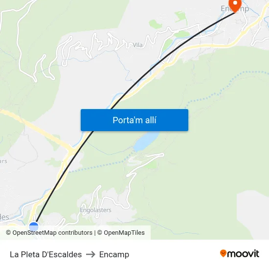 La Pleta D'Escaldes to Encamp map