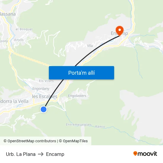 Urb. La Plana to Encamp map