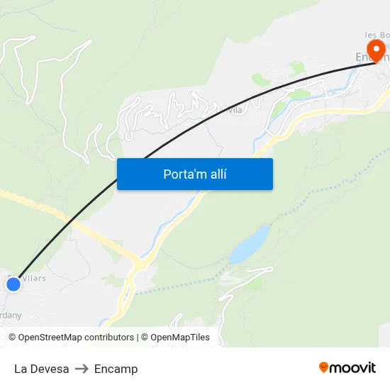 La Devesa to Encamp map