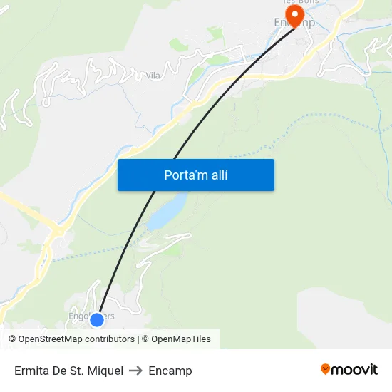 Ermita De St. Miquel to Encamp map