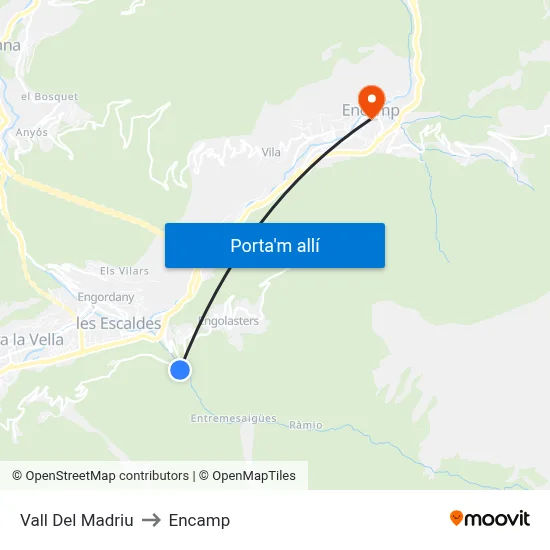 Vall Del Madriu to Encamp map