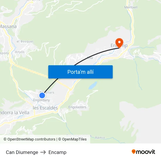 Can Diumenge to Encamp map