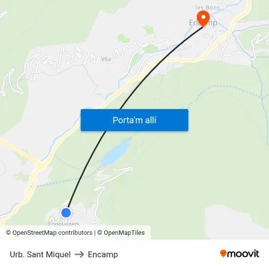 Urb. Sant Miquel to Encamp map