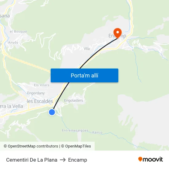 Cementiri De La Plana to Encamp map