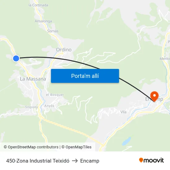 450-Zona Industrial Teixidó to Encamp map