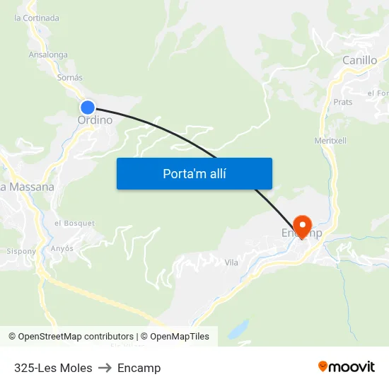 325-Les Moles to Encamp map