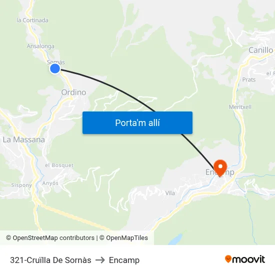 321-Cruïlla De Sornàs to Encamp map
