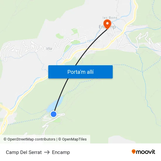 Camp Del Serrat to Encamp map