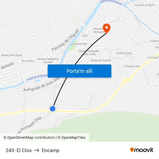 243- El Clos to Encamp map