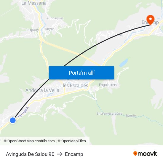 Avinguda De Salou 90 to Encamp map