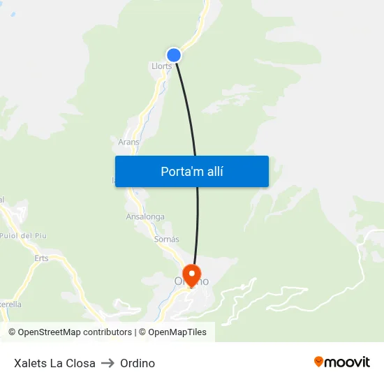 Xalets La Closa to Ordino map