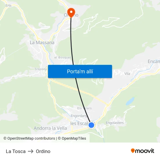 741-La Tosca to Ordino map