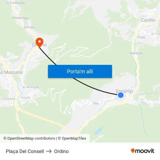 202-Plaça Sant Miquel to Ordino map