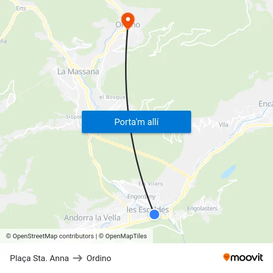 702-Plaça Sta. Anna to Ordino map