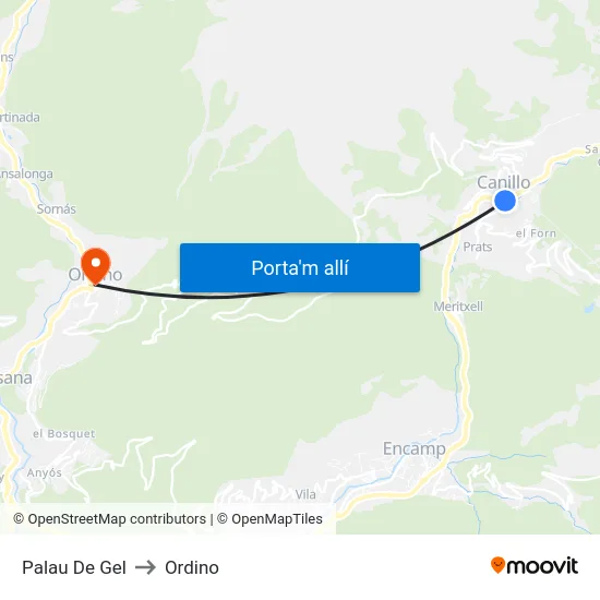 111-Palau De Gel to Ordino map