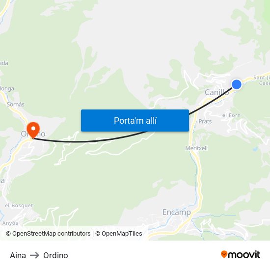 Aina to Ordino map