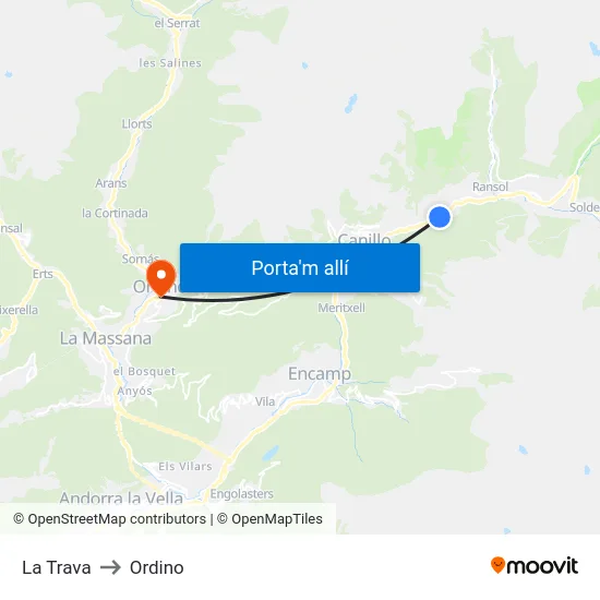 123-La Trava to Ordino map