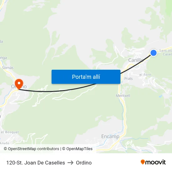 120-St. Joan De Caselles to Ordino map