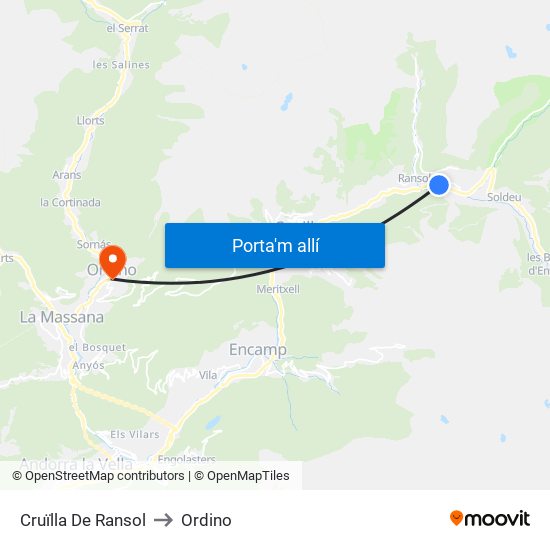 Cruïlla De Ransol to Ordino map