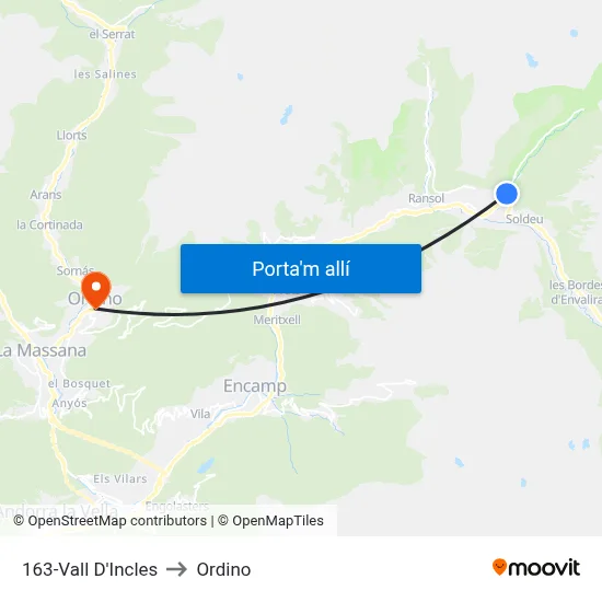 163-Vall D'Incles to Ordino map