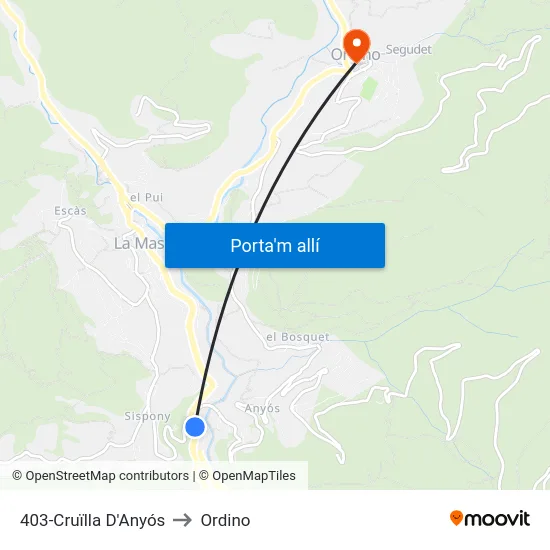 403-Cruïlla D'Anyós to Ordino map
