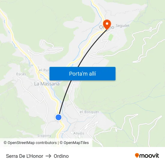 406-Serra De L'Honor to Ordino map