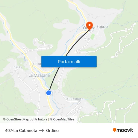 407-La Cabanota to Ordino map