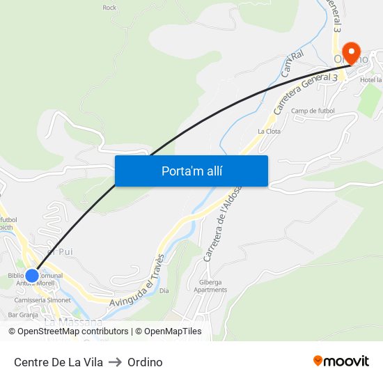 Centre De La Vila to Ordino map